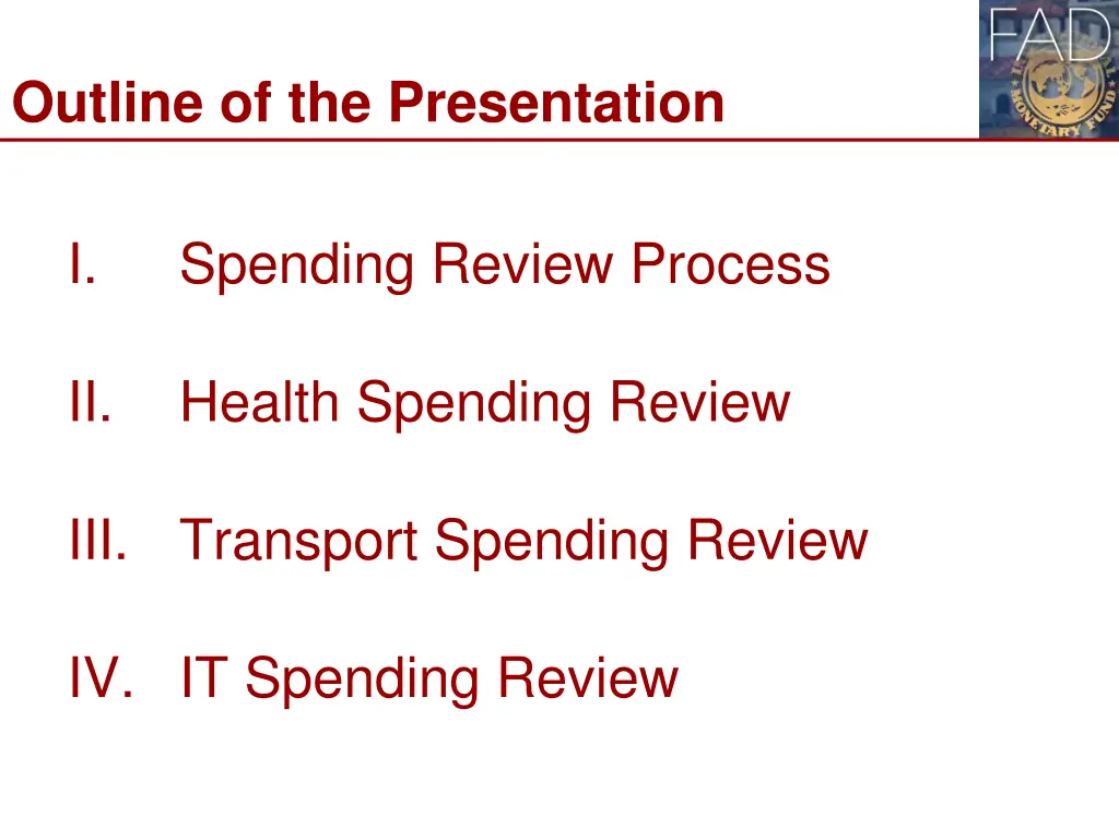 outline of the presentation