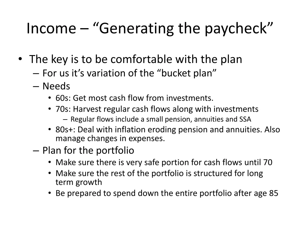 income generating the paycheck