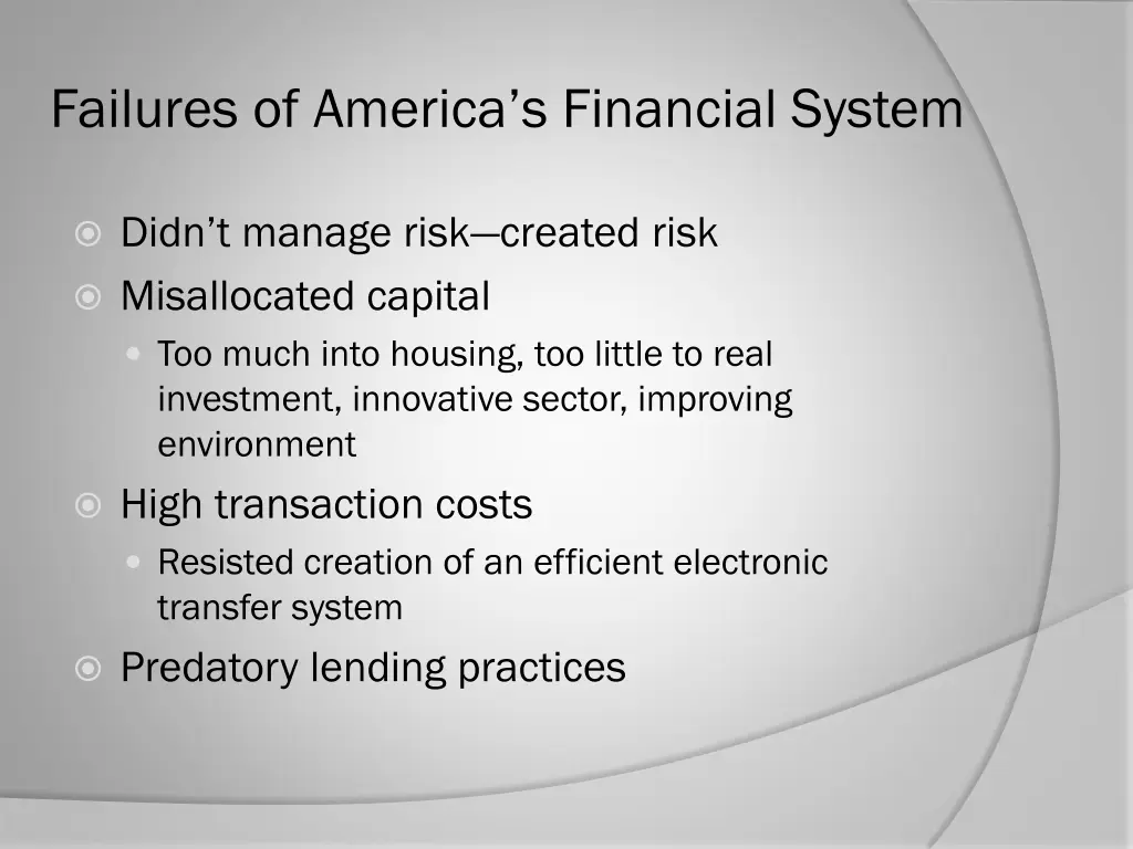 failures of america s financial system