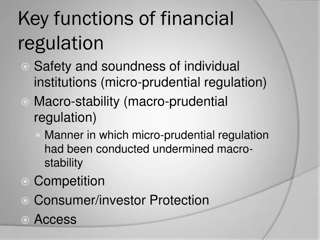key functions of financial regulation safety