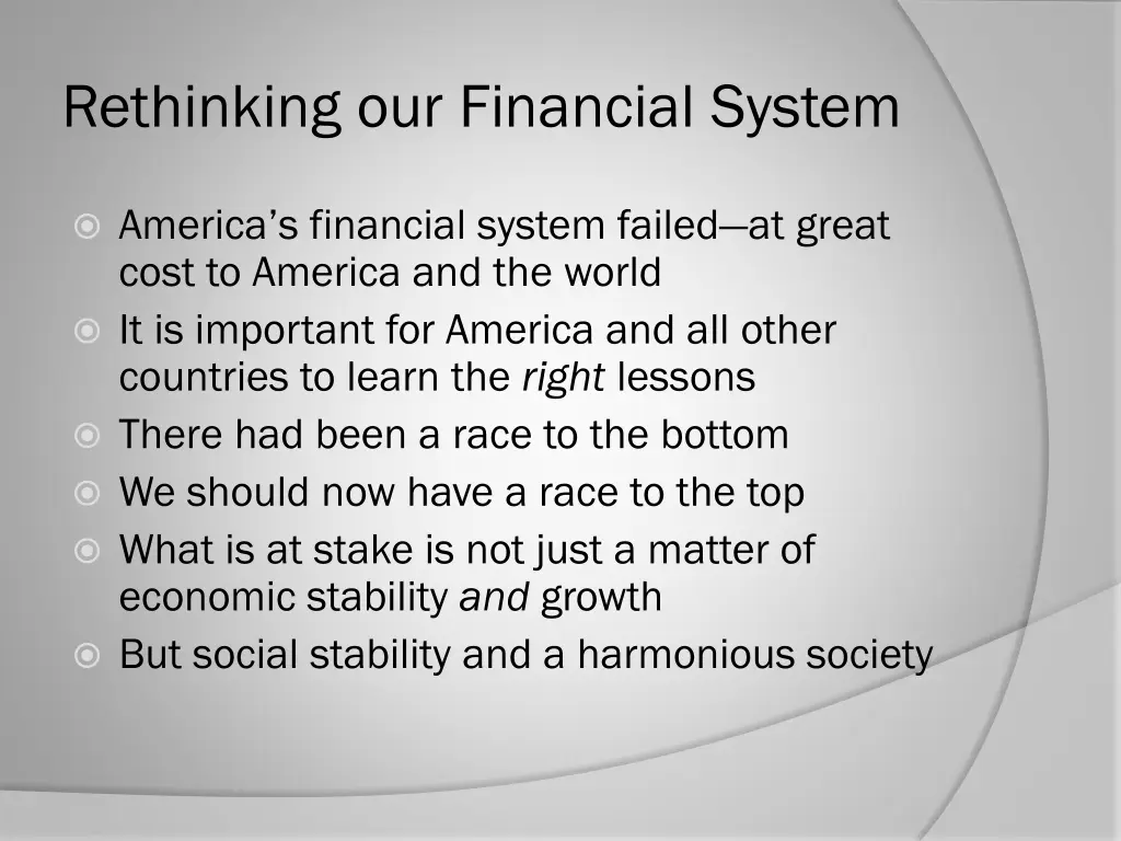 rethinking our financial system