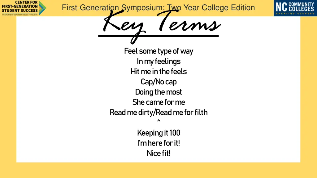 first generation symposium two year college 2