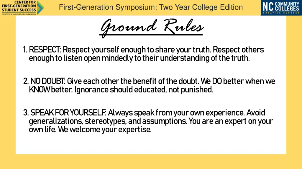 first generation symposium two year college 3