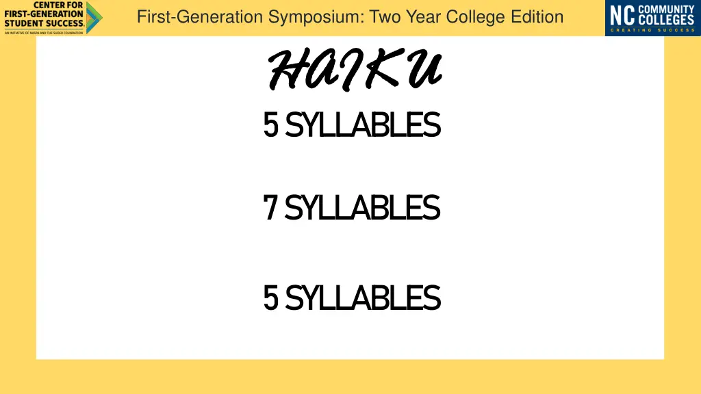 first generation symposium two year college 4