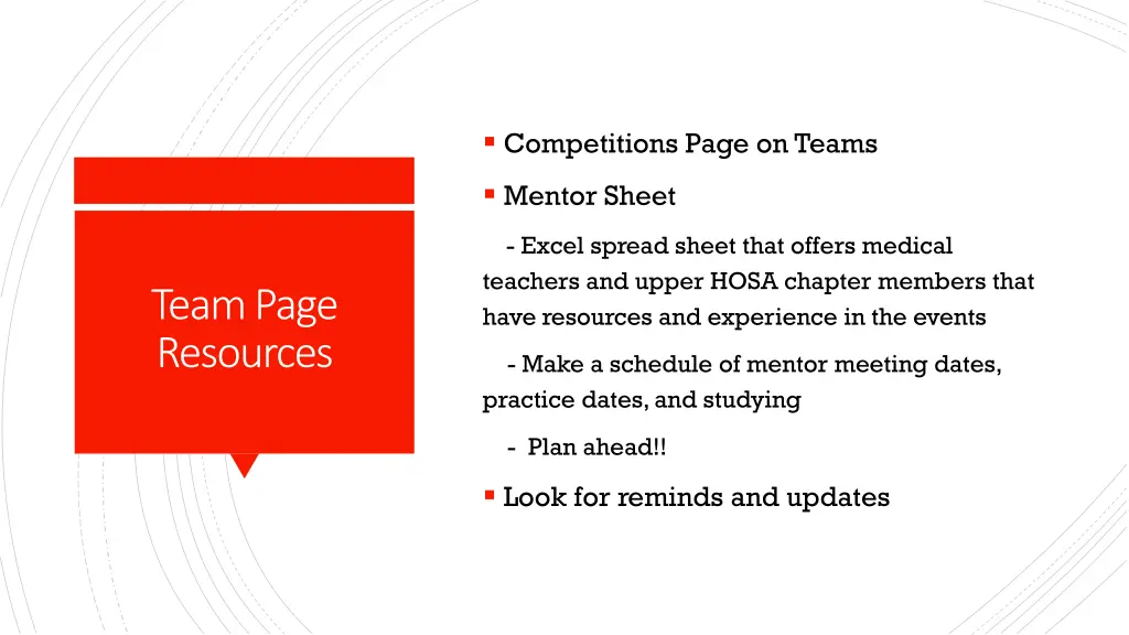 competitions page on teams