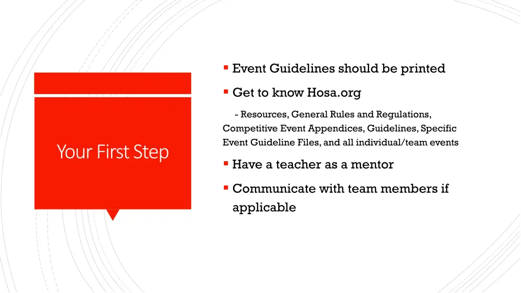 event guidelines should be printed
