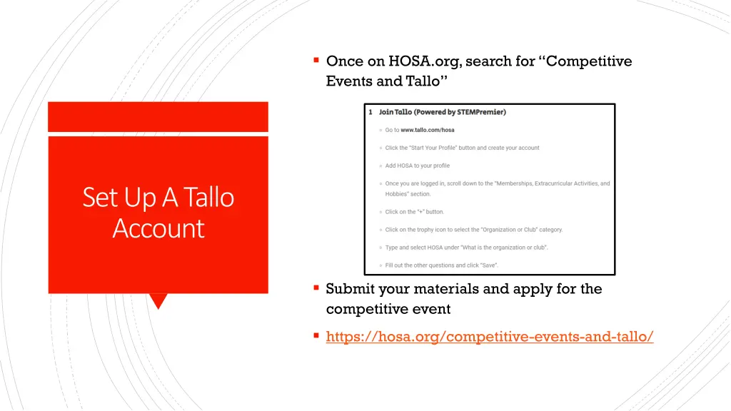 once on hosa org search for competitive events