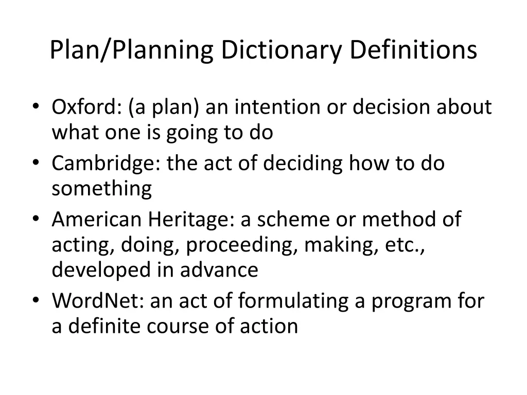 plan planning dictionary definitions
