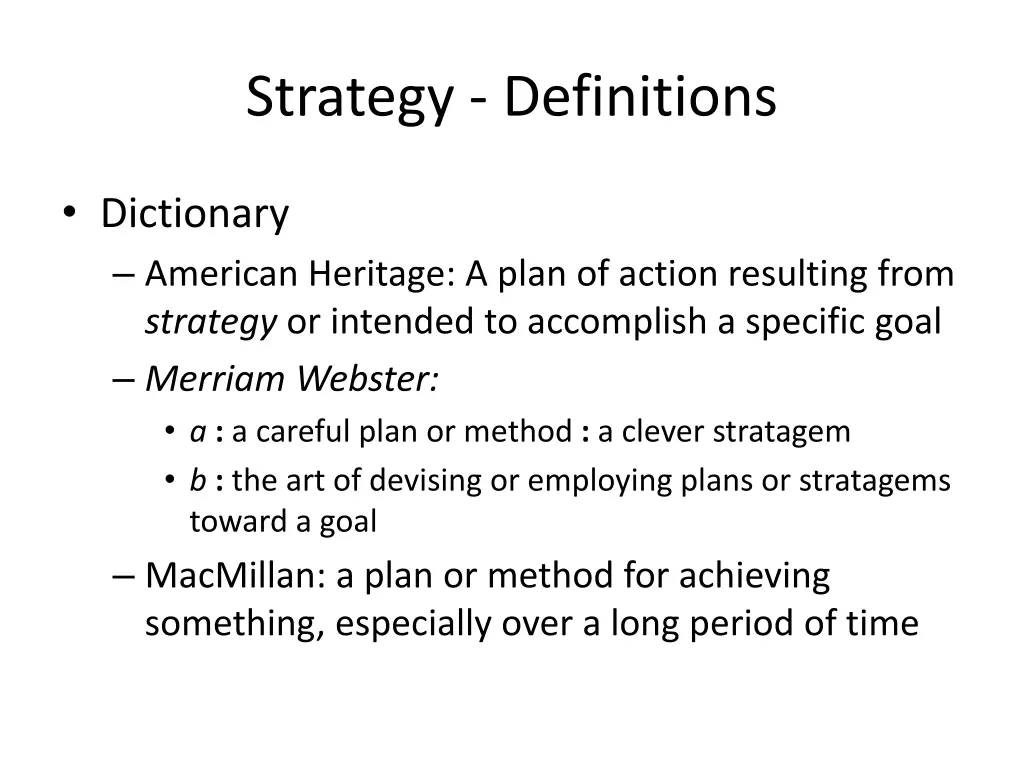 strategy definitions