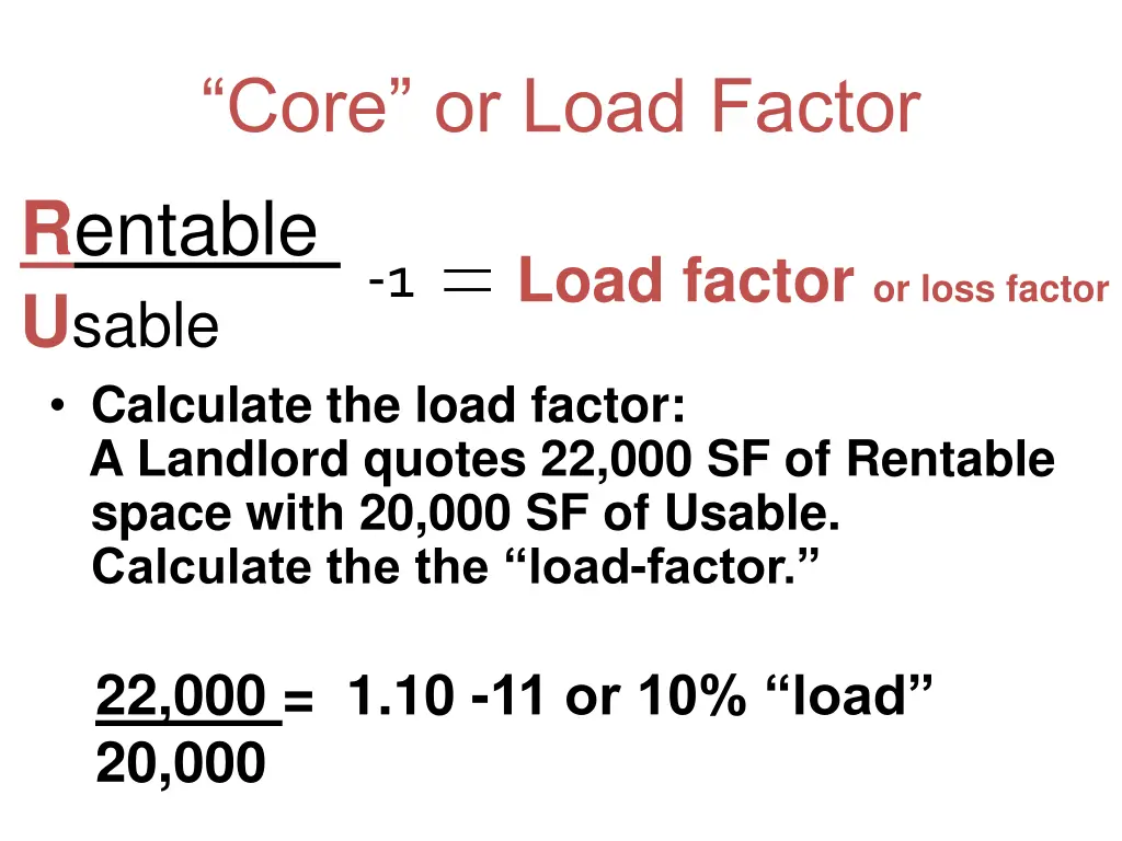 core or load factor