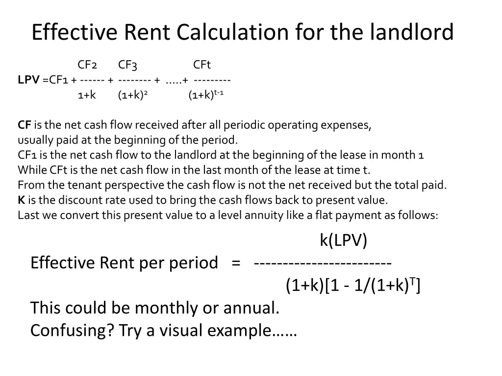effective rent calculation for the landlord