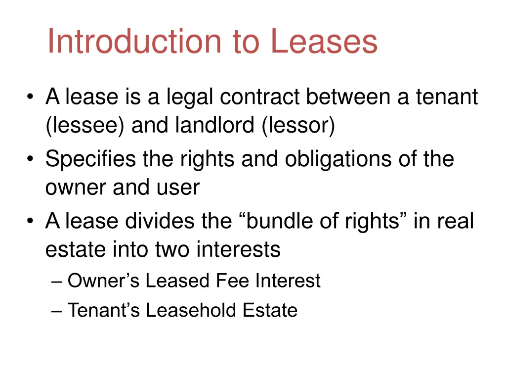 introduction to leases