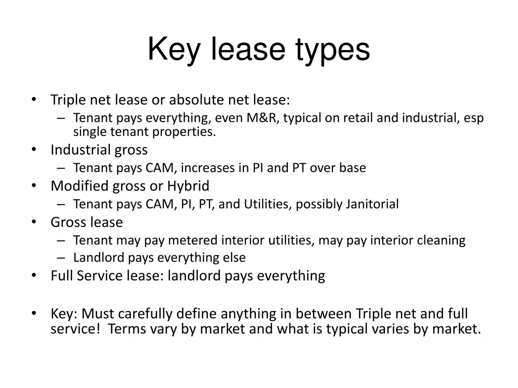 key lease types
