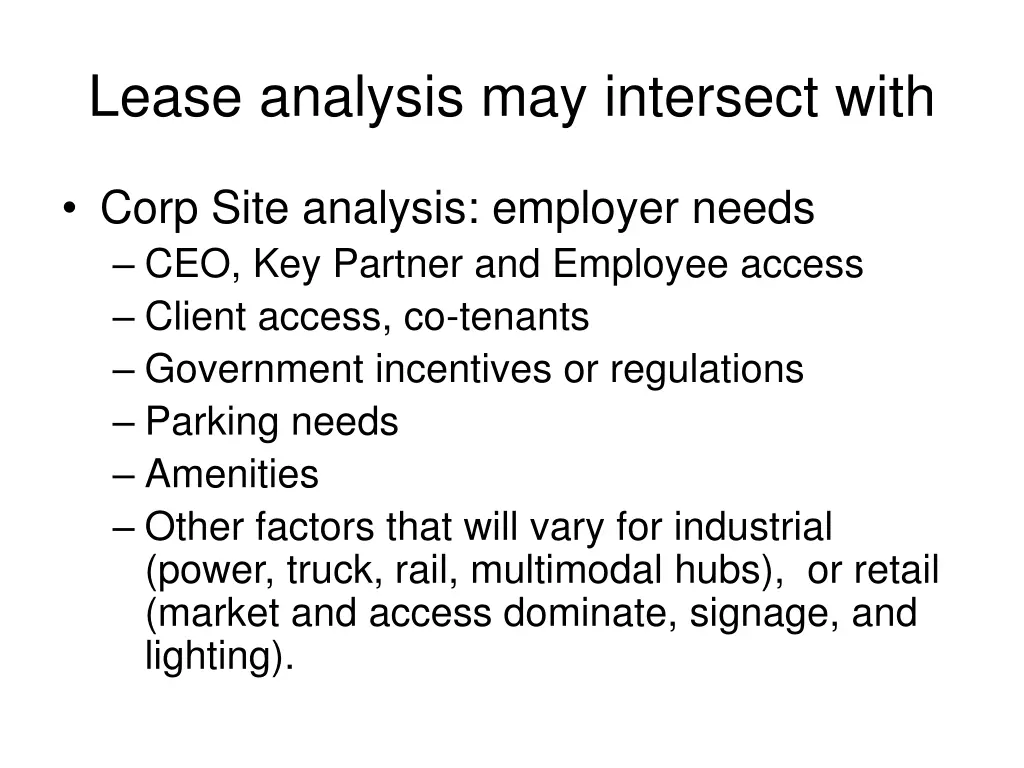 lease analysis may intersect with