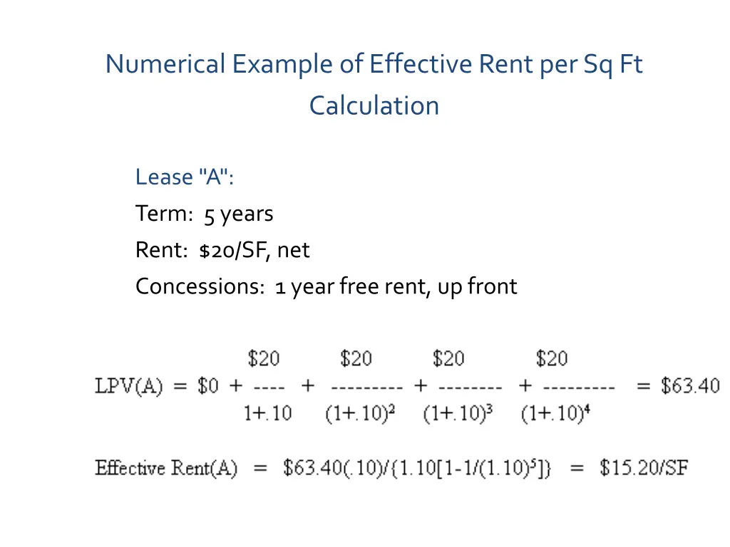 numerical example of effective rent