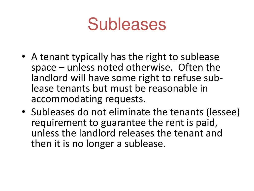 subleases