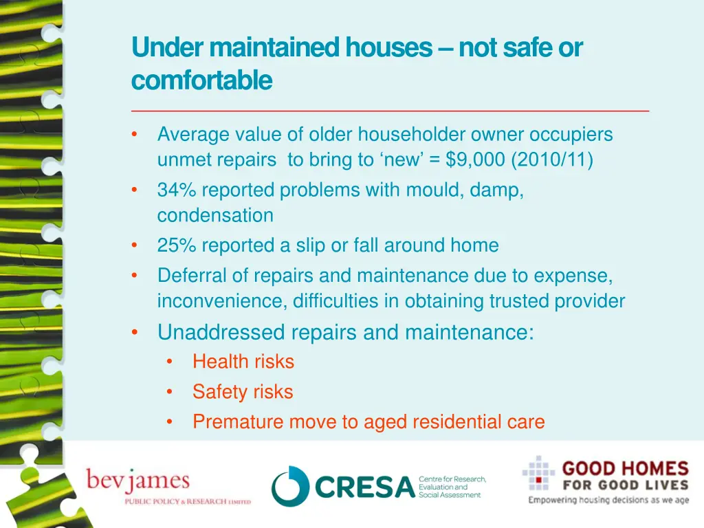 under maintained houses not safe or comfortable