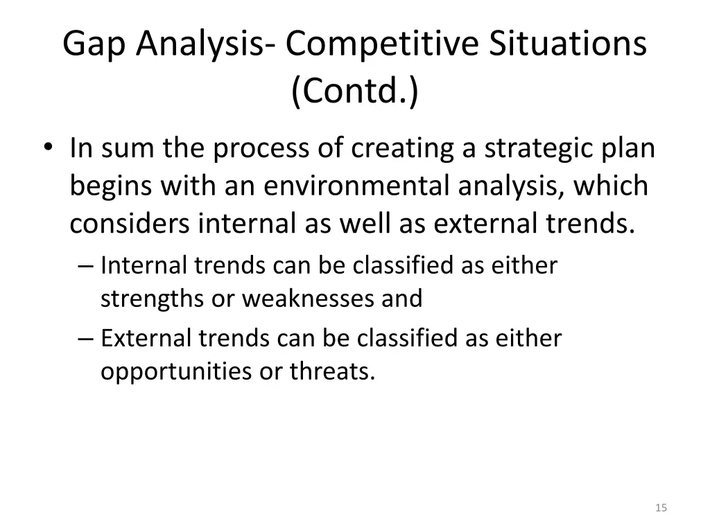 gap analysis competitive situations contd 1