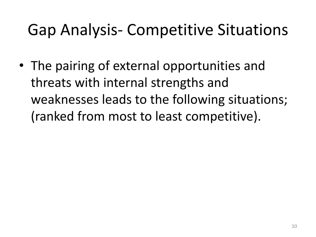 gap analysis competitive situations