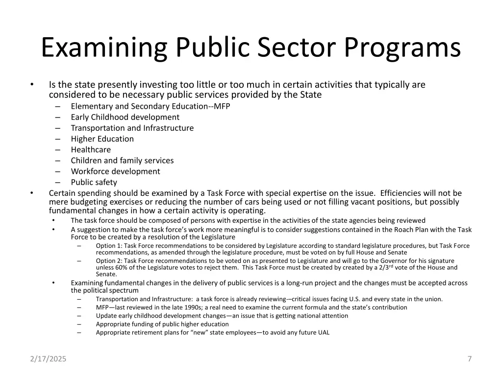 examining public sector programs