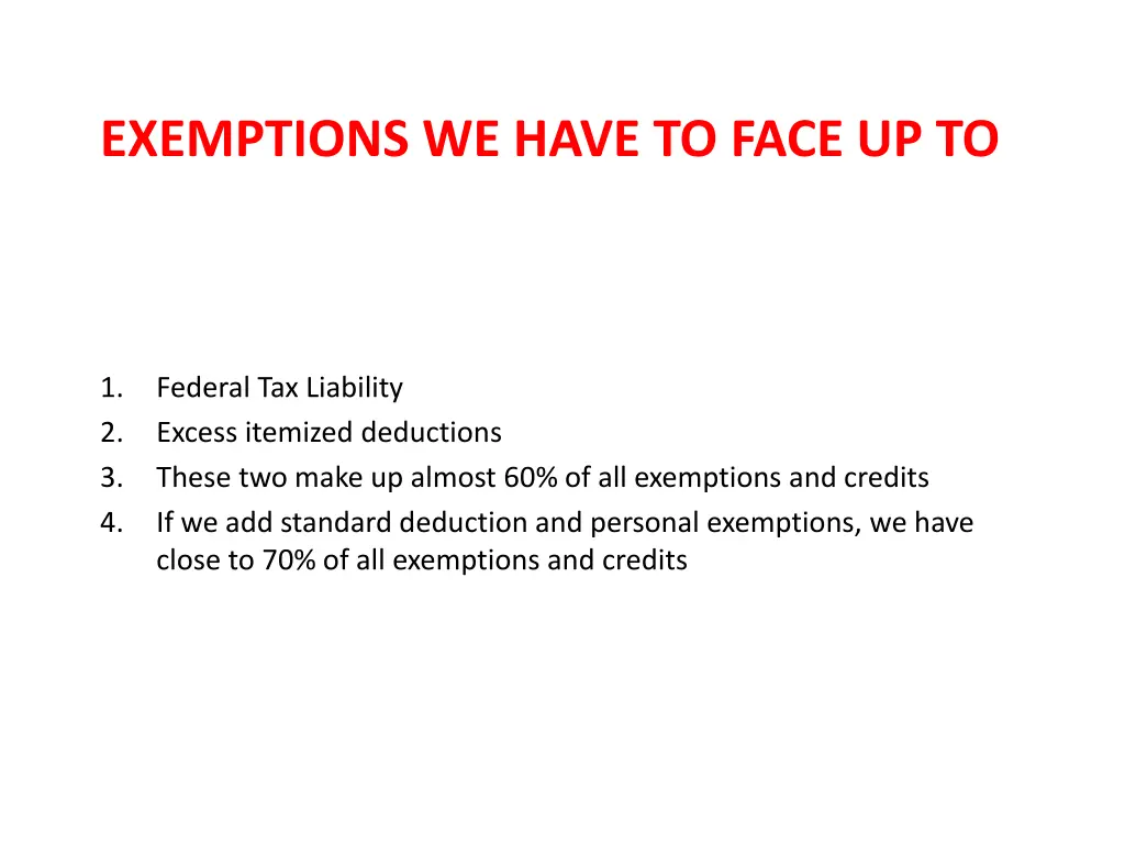 exemptions we have to face up to