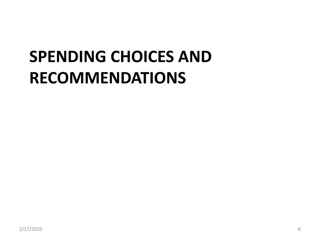 spending choices and recommendations