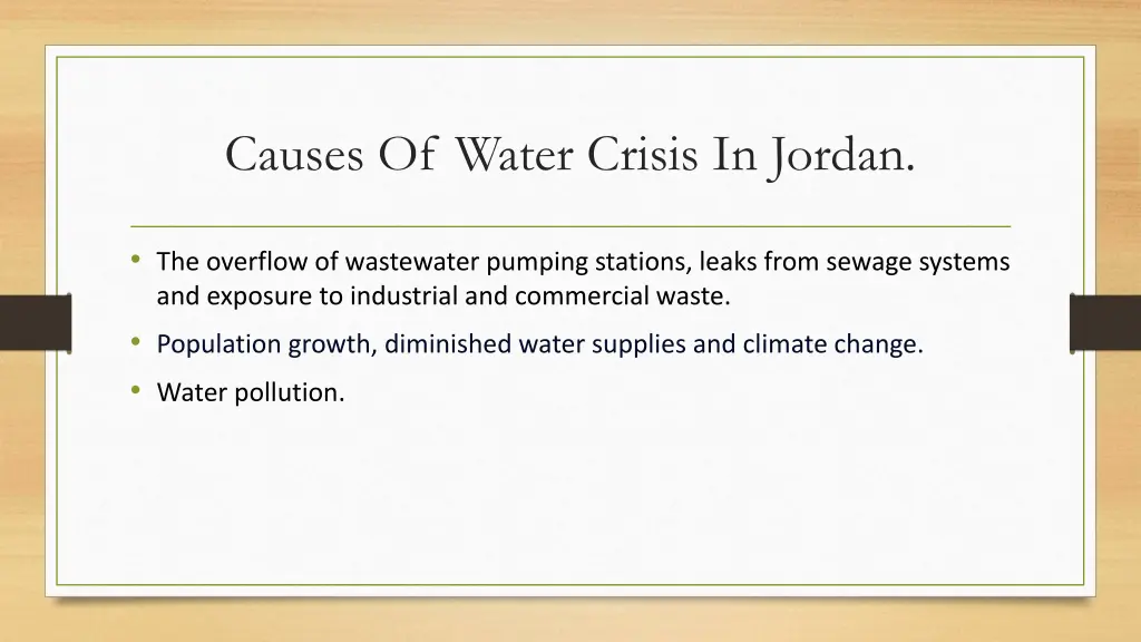causes of water crisis in jordan