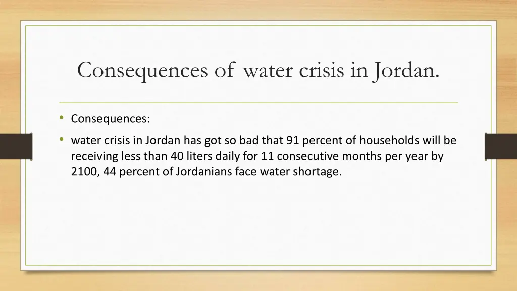 consequences of water crisis in jordan
