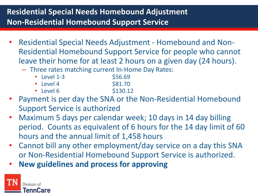 residential special needs homebound adjustment