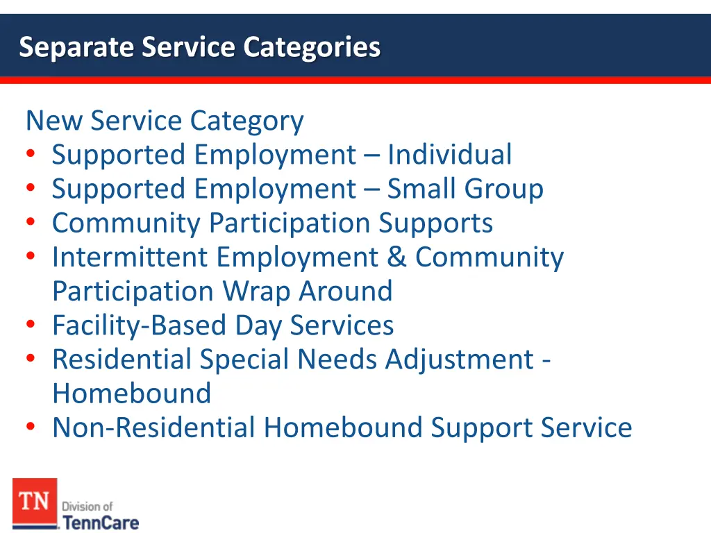 separate service categories