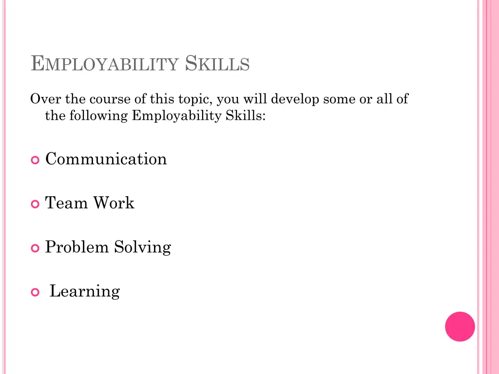 e mployability s kills