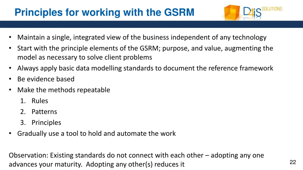 principles for working with the gsrm