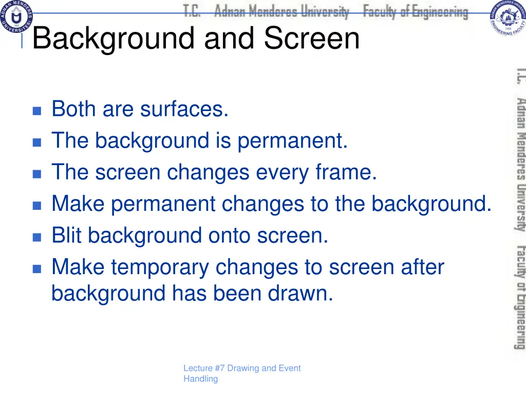 background and screen