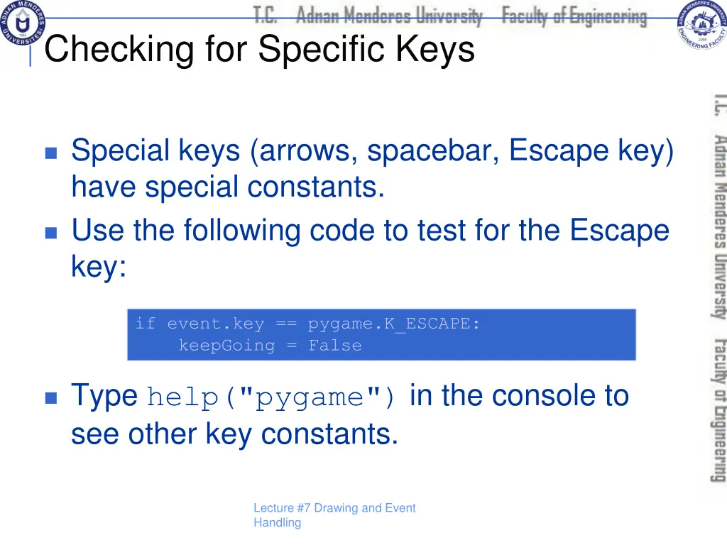 checking for specific keys