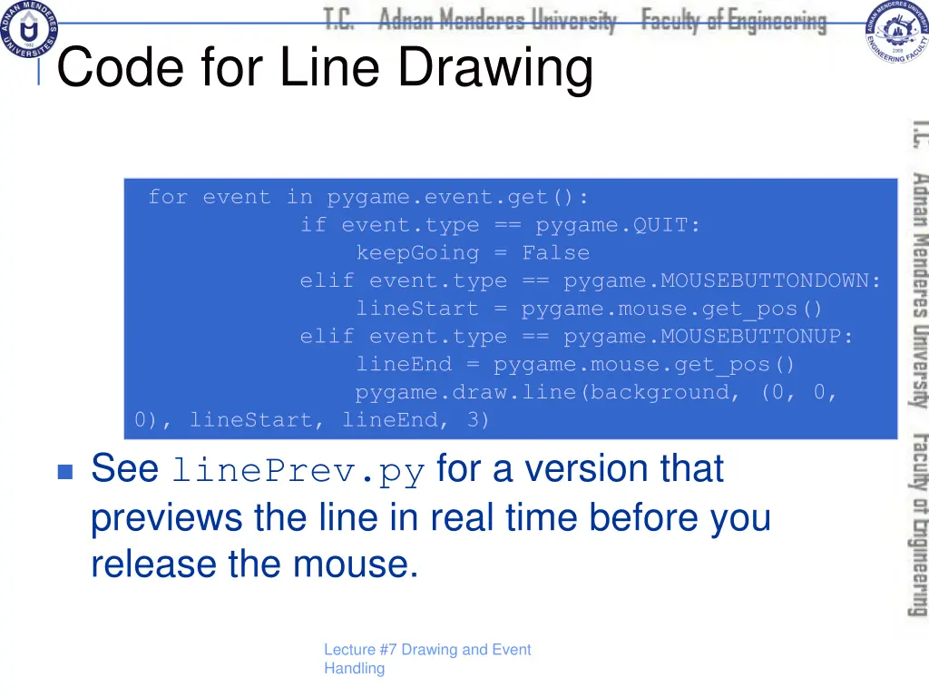 code for line drawing