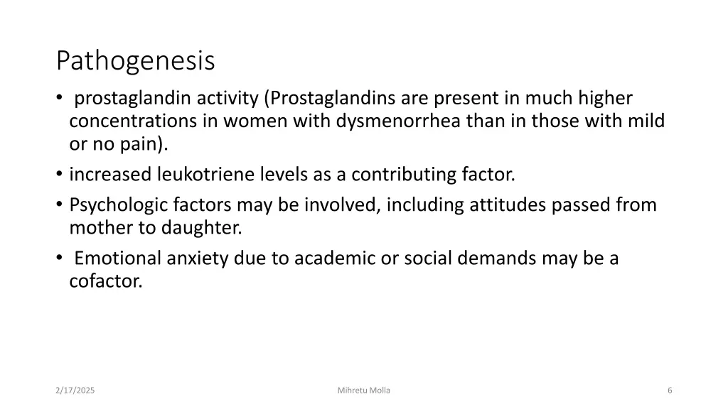 pathogenesis prostaglandin activity