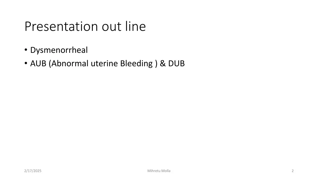 presentation out line