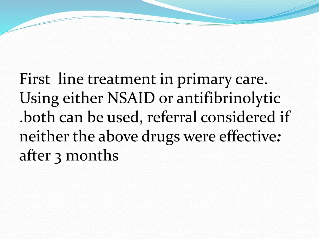 first line treatment in primary care using either