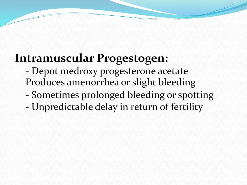 intramuscular progestogen depot medroxy