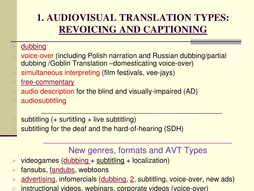 1 audiovisual translation types revoicing