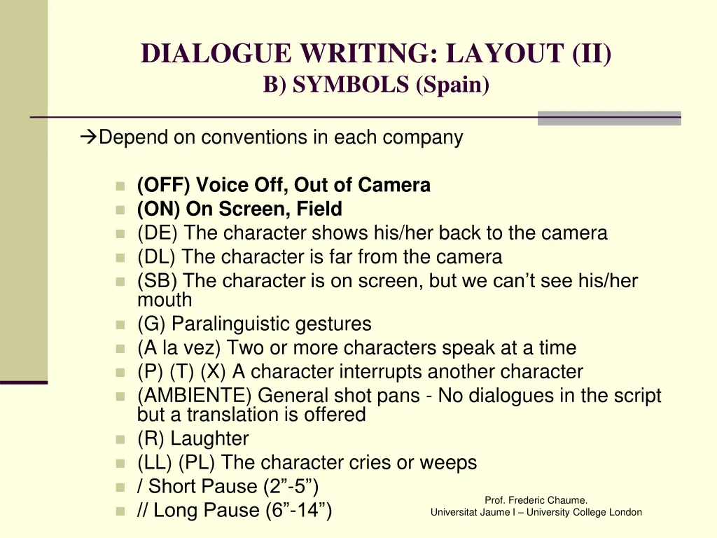 dialogue writing layout ii b symbols spain