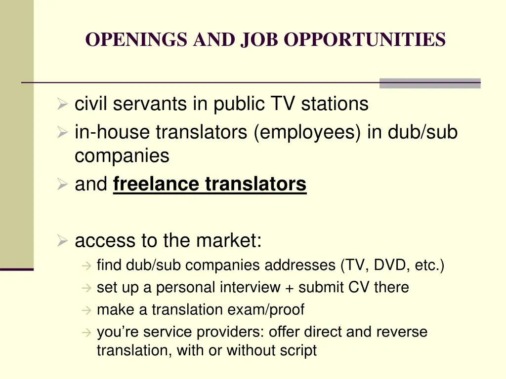 openings and job opportunities