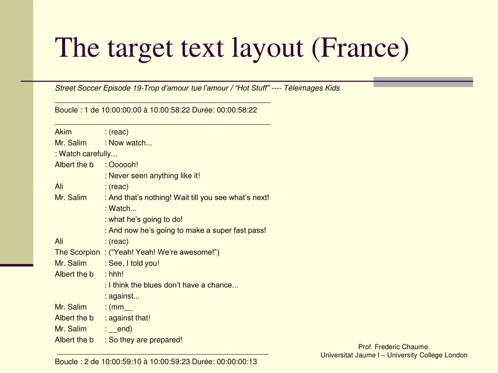 the target text layout france