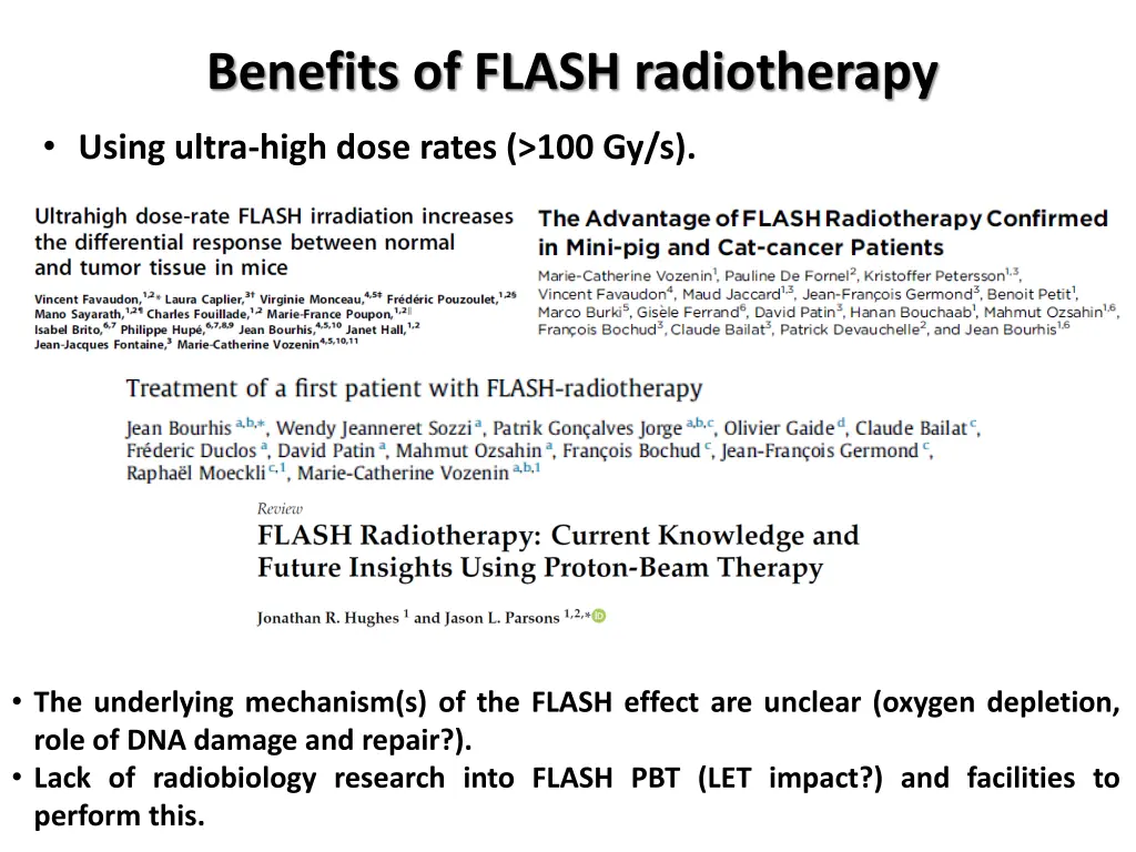 benefits of flash radiotherapy