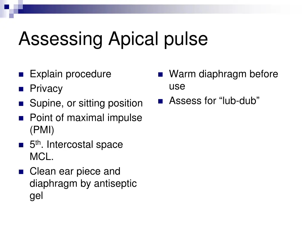 assessing apical pulse