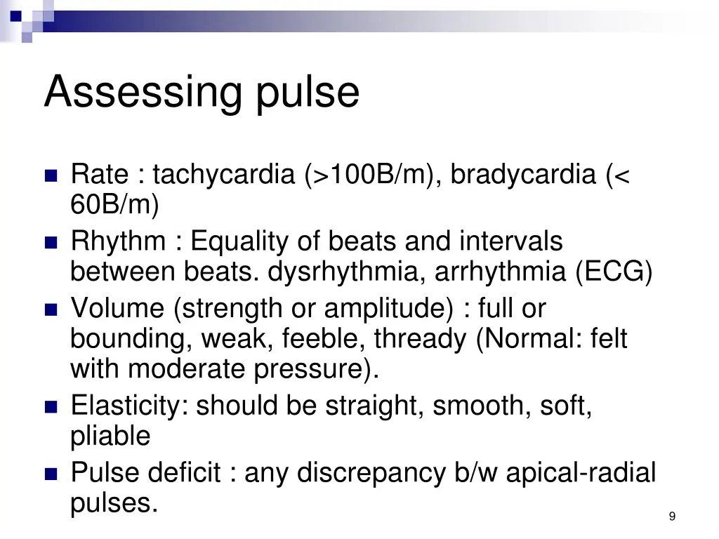 assessing pulse 1