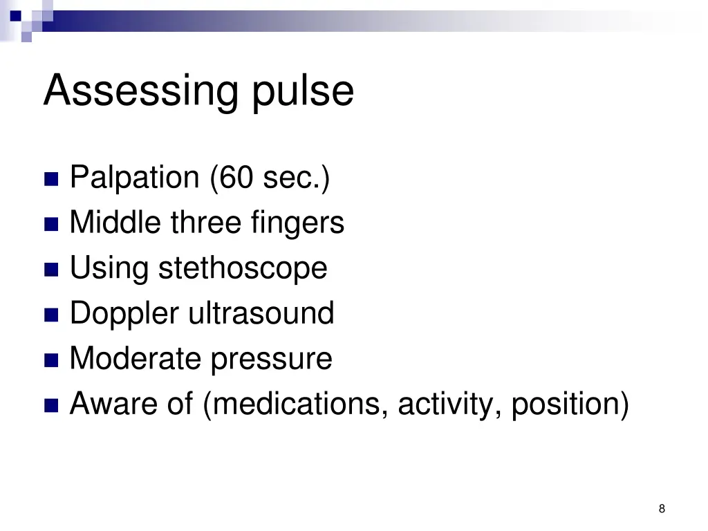 assessing pulse
