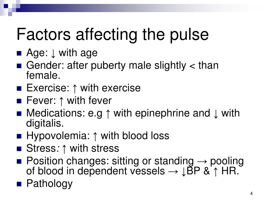 factors affecting the pulse age with age gender