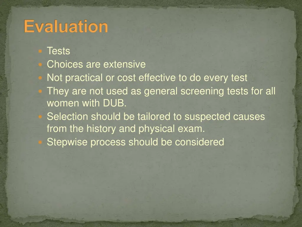 evaluation