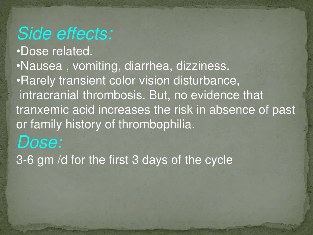 side effects dose related nausea vomiting